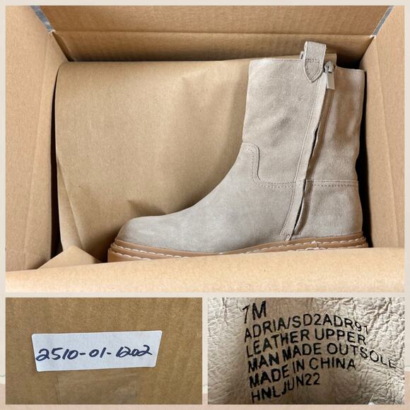 NEW Splendid Adria 7M Suede Taupe Lug Sole Mid Calf Boots Booties - Picture 11 of 11
